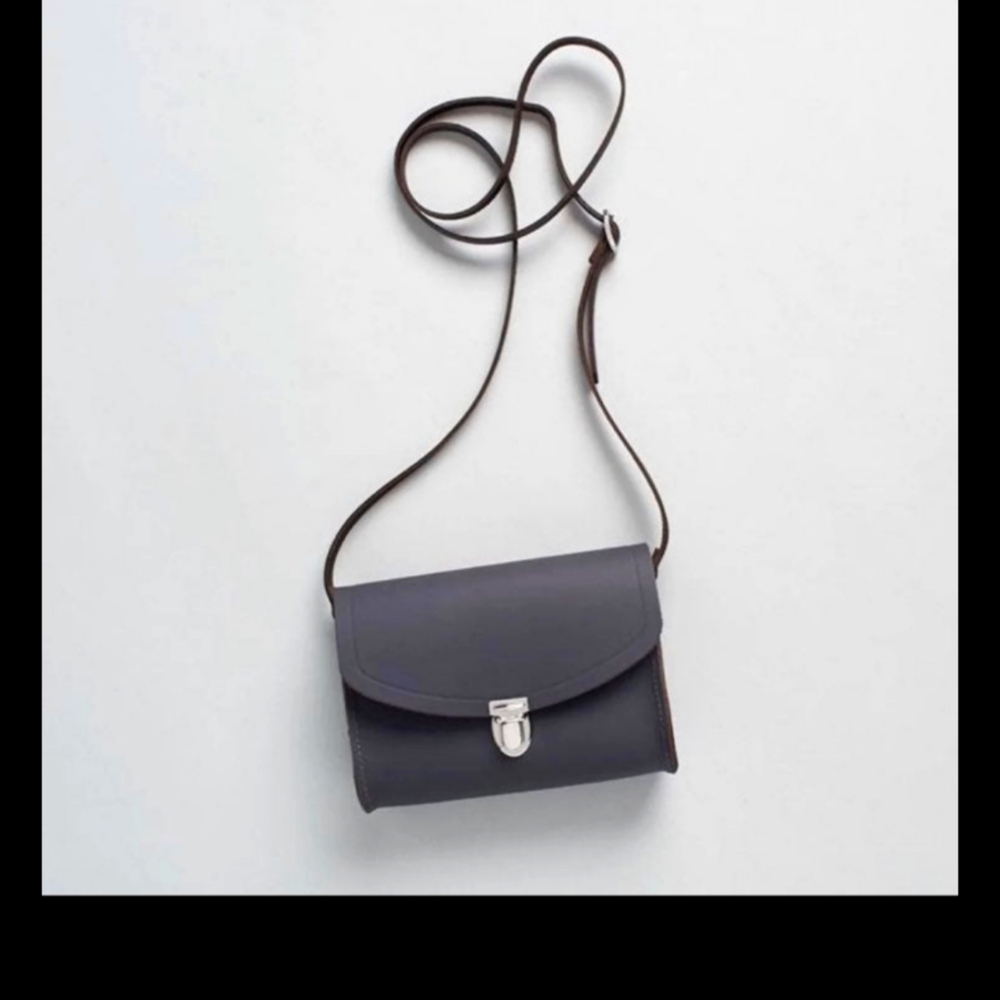 Cambridge Satchel Company pushlock crossbody leather purse gray NWT